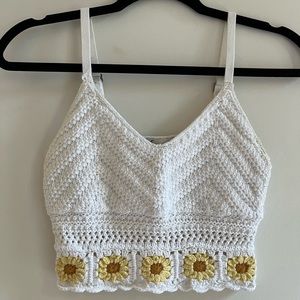 hollisterco white crocheted tank top (size: xs)